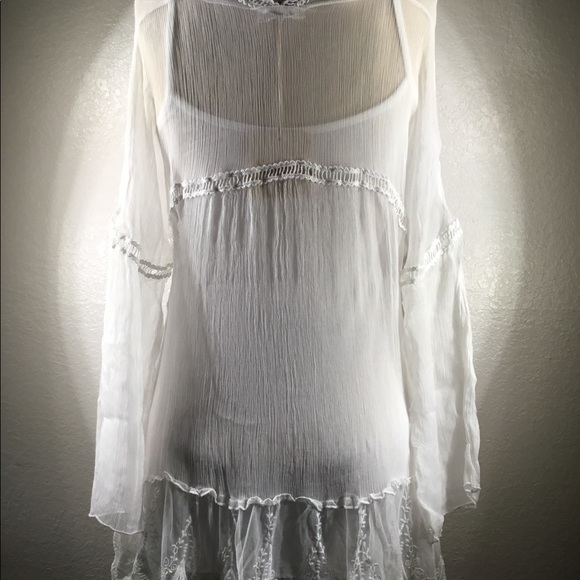 V Milano Blouse Made in Italy Silk Empire Tunic W/Slip One Size - Picture 2 of 6